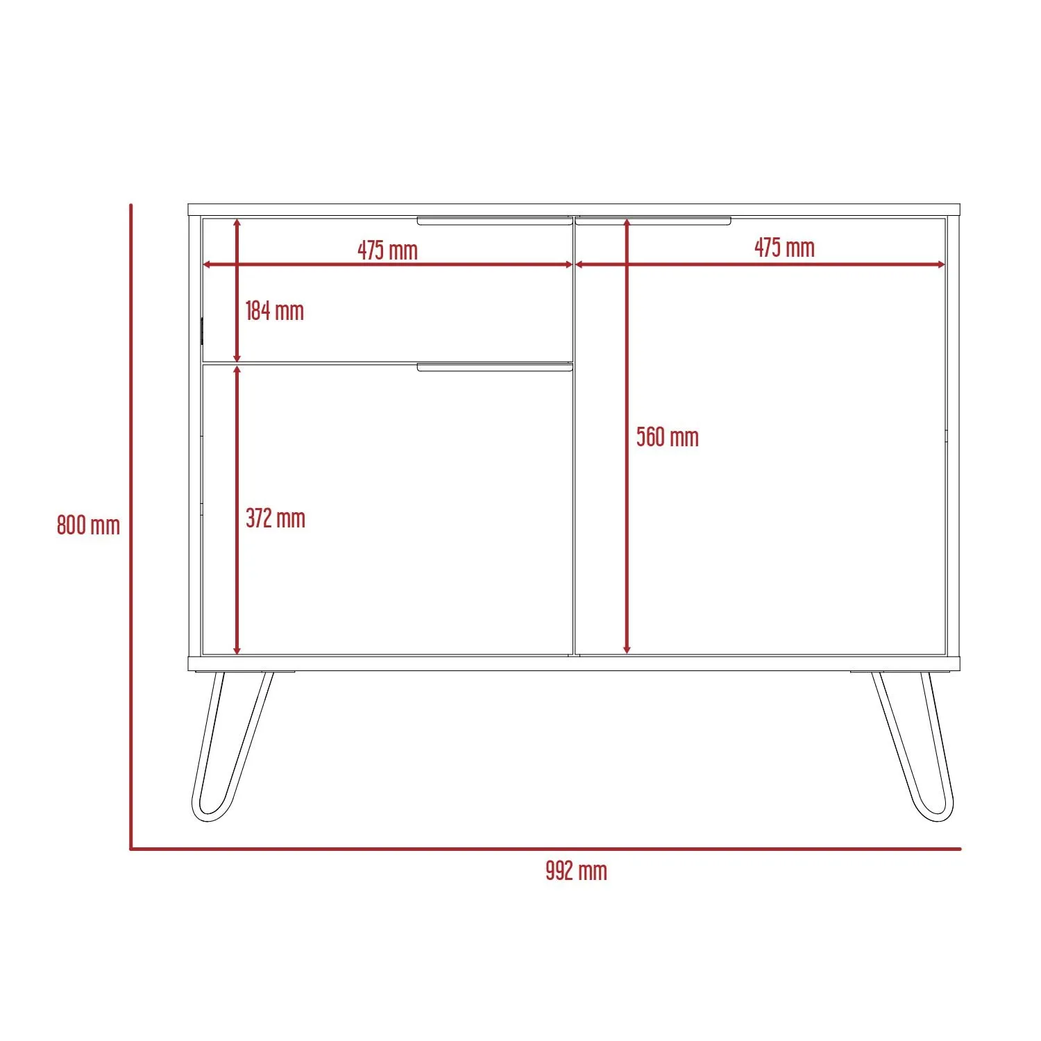 Core Products Core Vegas Oak and Grey 2 Door 1 Drawer Small Sideboard