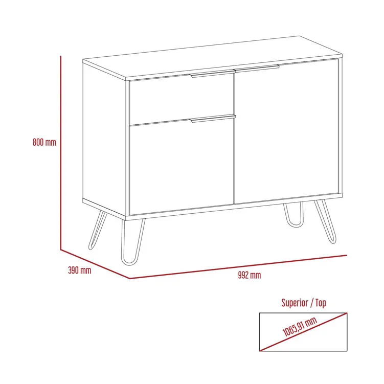 Core Products Core Vegas Oak and Grey 2 Door 1 Drawer Small Sideboard