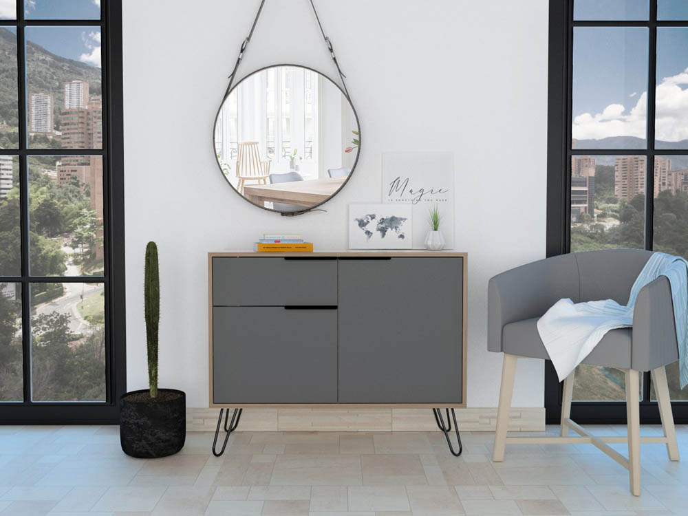 Core Products Core Vegas Bleached Oak and Grey 2 Door 1 Drawer Small Sideboard (Flat Packed)