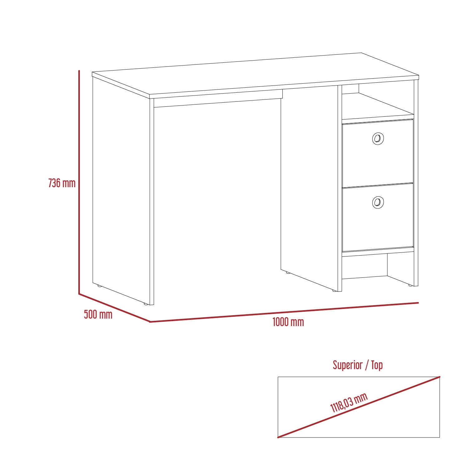 Core Products Core Vegas Bleached Oak and Grey 2 Drawer Desk (Flat Packed)