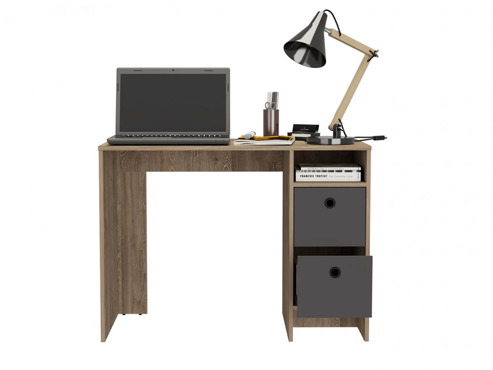 Core Products Core Vegas Bleached Oak and Grey 2 Drawer Desk (Flat Packed)