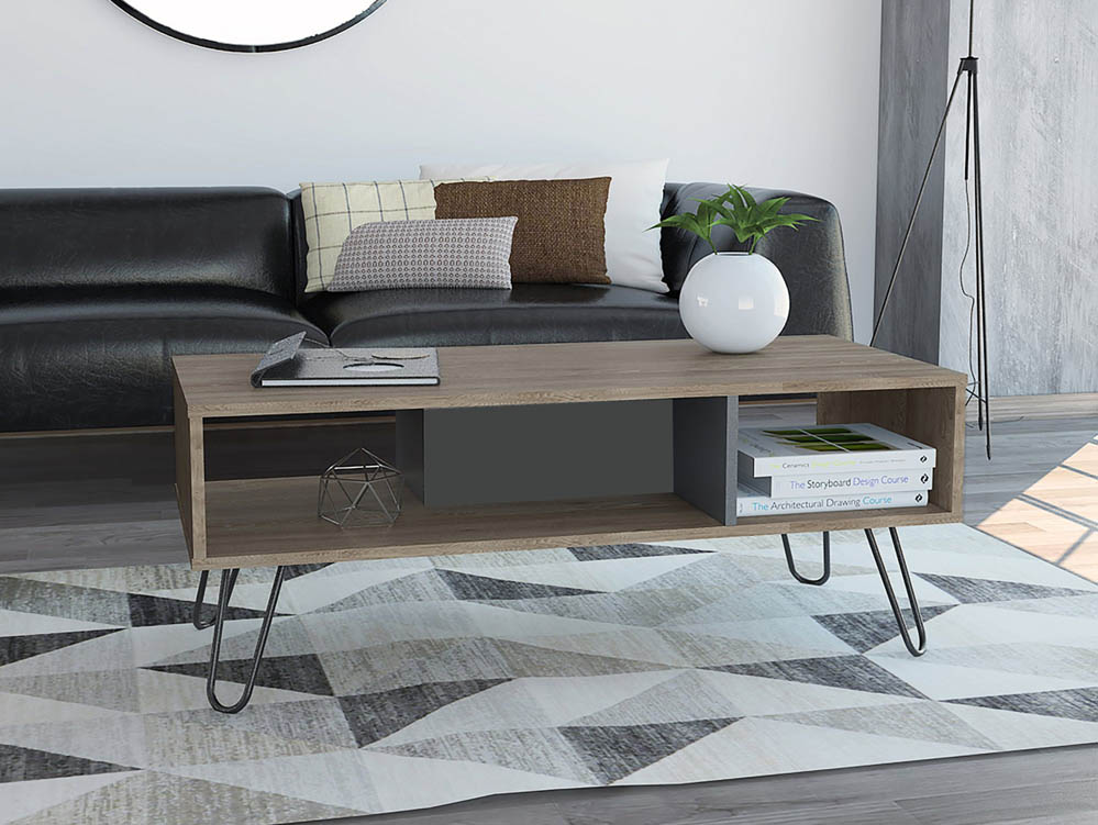 Core Products Core Vegas Bleached Oak and Grey Coffee Table  (Flat Packed)