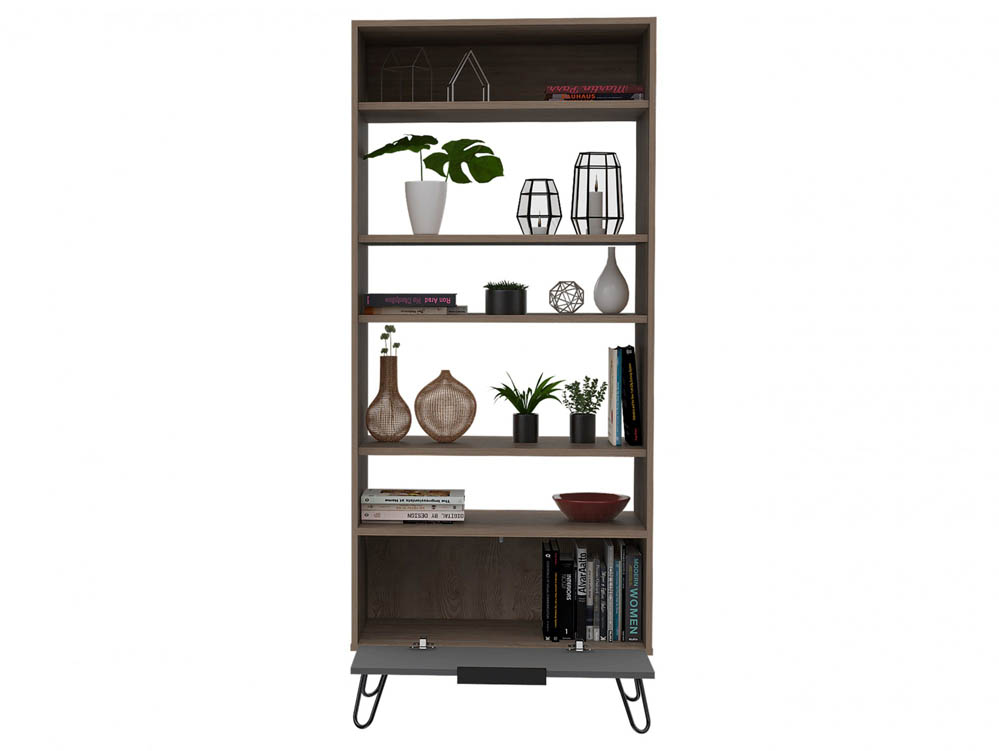 Core Products Core Vegas Bleached Oak and Grey 1 Door Display Bookcase (Flat Packed)