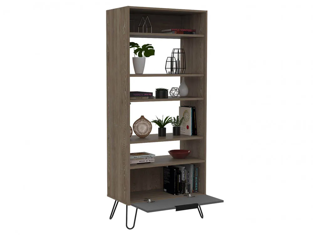 Core Products Core Vegas Oak and Grey 1 Door Display Bookcase