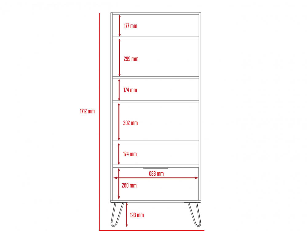 Core Products Core Vegas Bleached Oak and Grey 1 Door Display Bookcase (Flat Packed)