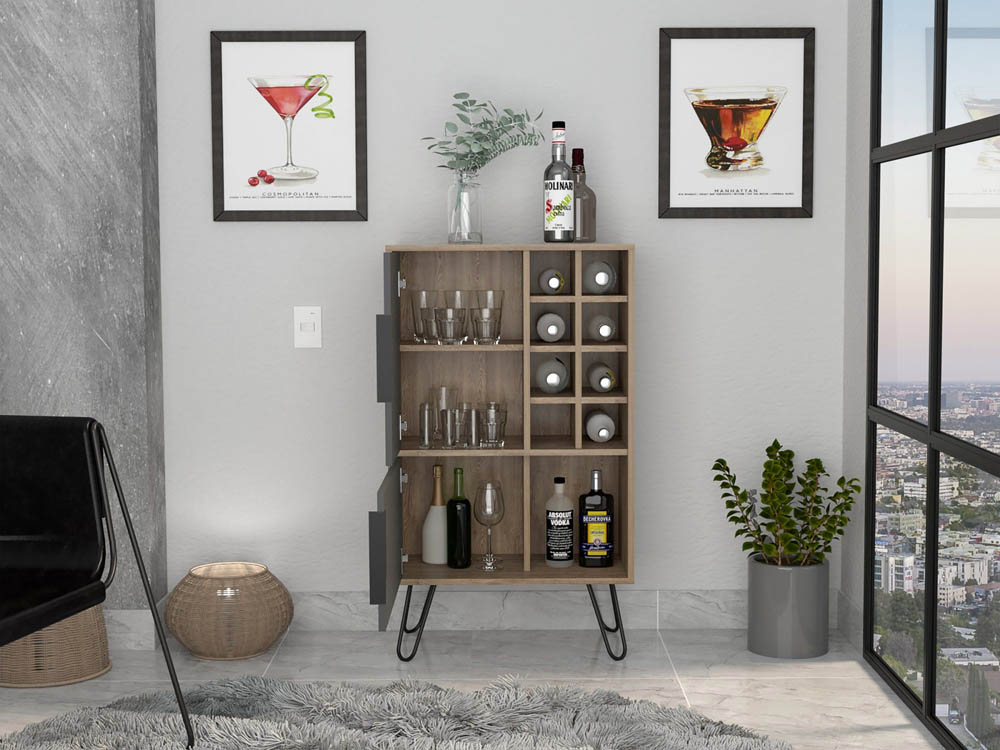 Core Products Core Vegas Bleached Oak and Grey 2 Door Drinks Bar (Flat Packed)