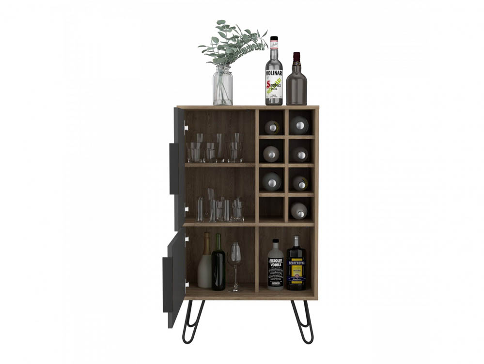 Core Products Core Vegas Bleached Oak and Grey 2 Door Drinks Bar (Flat Packed)
