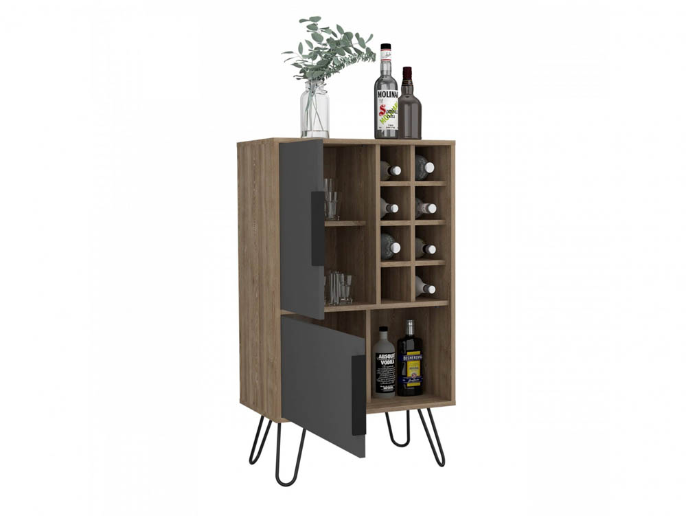 Core Products Core Vegas Bleached Oak and Grey 2 Door Drinks Bar (Flat Packed)