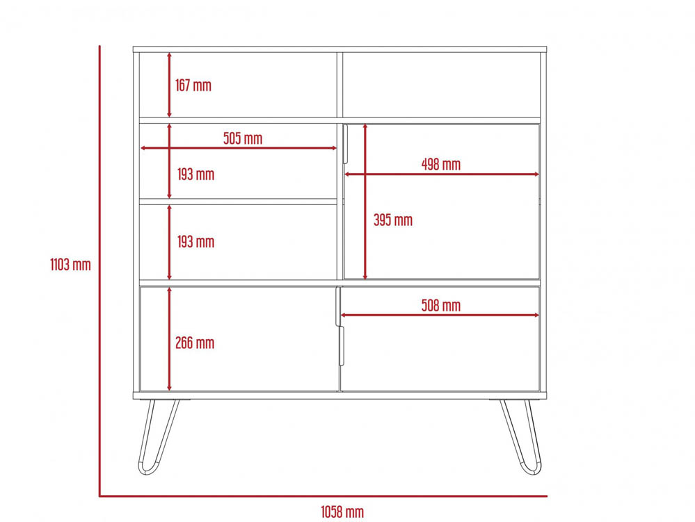 Core Products Core Vegas Bleached Oak and Grey 3 Door High Sideboard (Flat Packed)