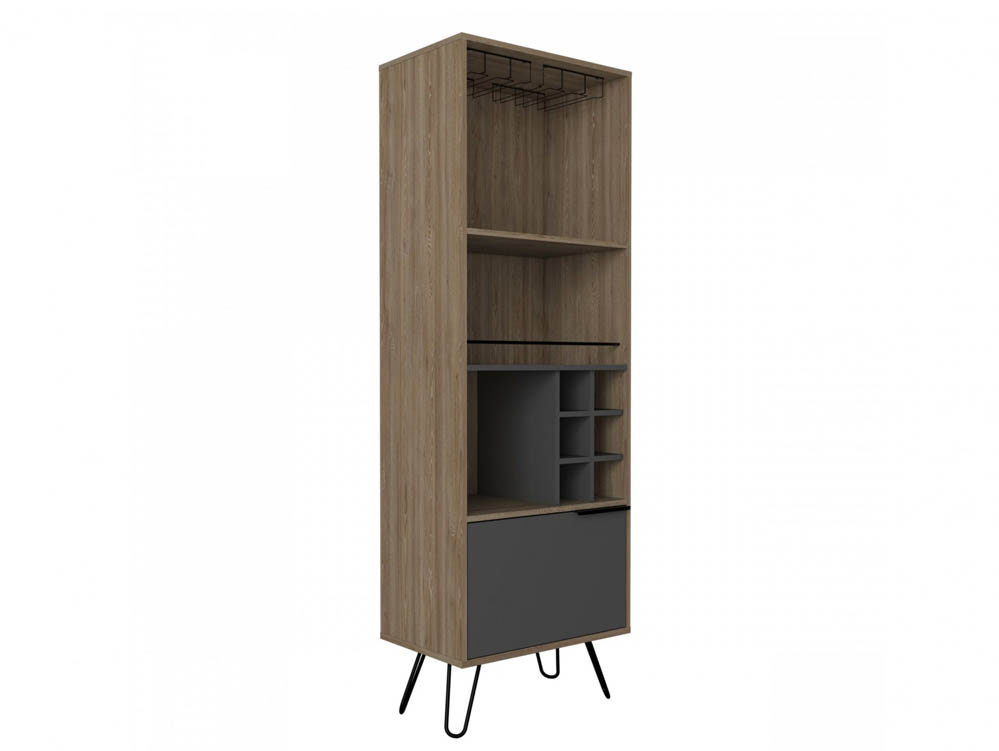 Core Products Core Vegas Bleached Oak and Grey Tall Drinks Cabinet (Flat Packed)