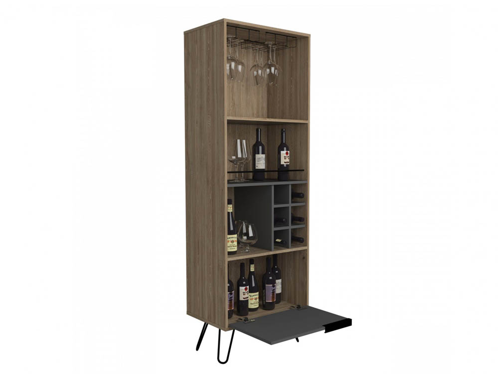 Core Products Core Vegas Bleached Oak and Grey Tall Drinks Cabinet (Flat Packed)
