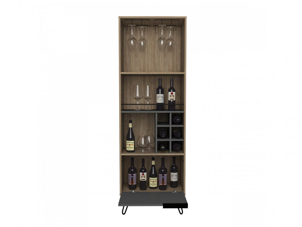 Core Products Core Vegas Bleached Oak and Grey Tall Drinks Cabinet (Flat Packed)
