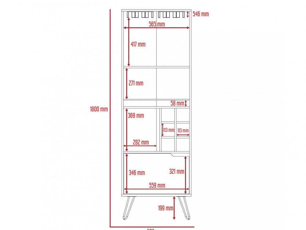 Core Products Core Vegas Bleached Oak and Grey Tall Drinks Cabinet (Flat Packed)
