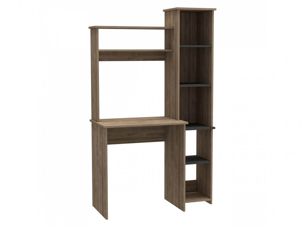 Core Products Core Vegas Bleached Oak and Grey Tall Workstation with Keyboard Shelf and Storage Unit (Flat Packed)