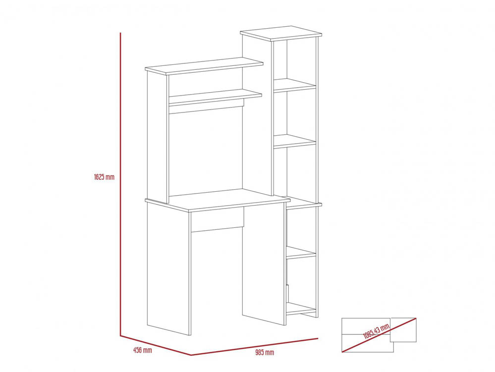 Core Products Core Vegas Bleached Oak and Grey Tall Workstation with Keyboard Shelf and Storage Unit (Flat Packed)