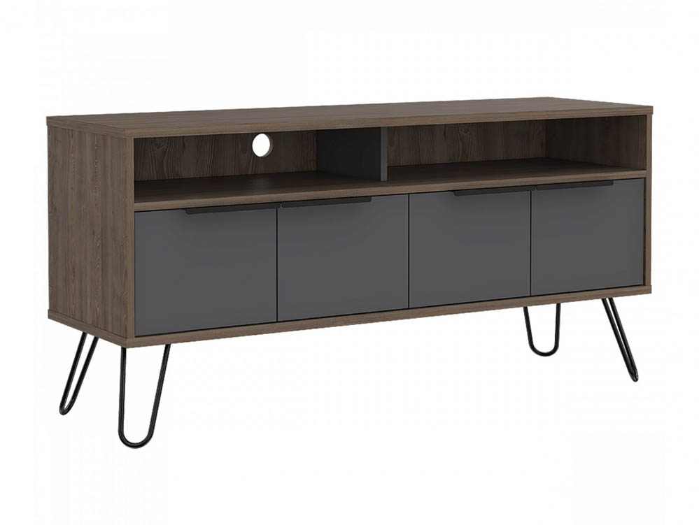 Core Products Core Vegas Bleached Oak and Grey Wide Screen TV Rack with 4 Doors (Flat Packed)