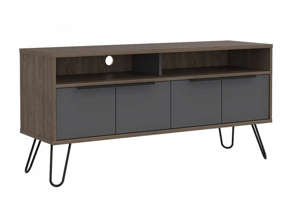 Core Core Vegas Oak and Grey Wide Screen TV Rack with 4 Doors