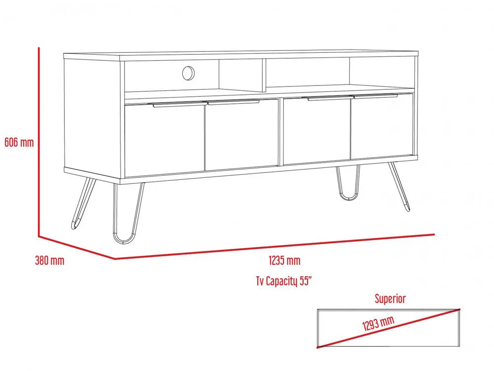 Core Core Vegas Oak and Grey Wide Screen TV Rack with 4 Doors