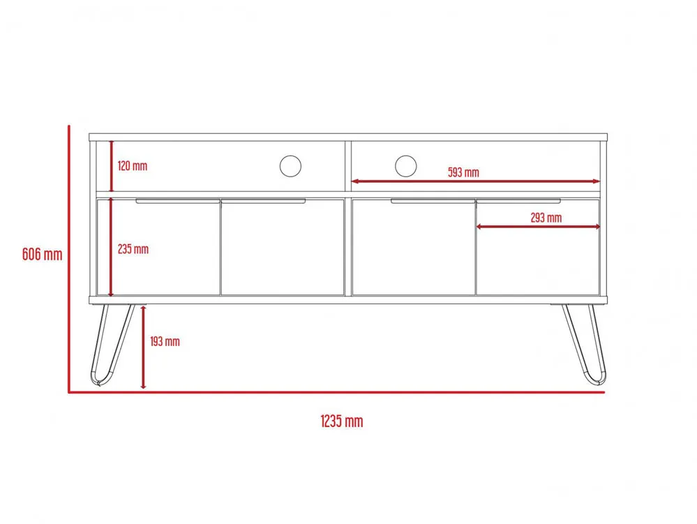 Core Core Vegas Oak and Grey Wide Screen TV Rack with 4 Doors
