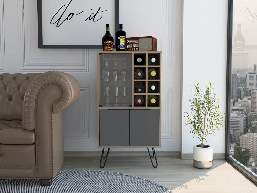 Core Products Core Vegas Bleached Oak and Grey 2 Door Wine Cabinet (Flat Packed)