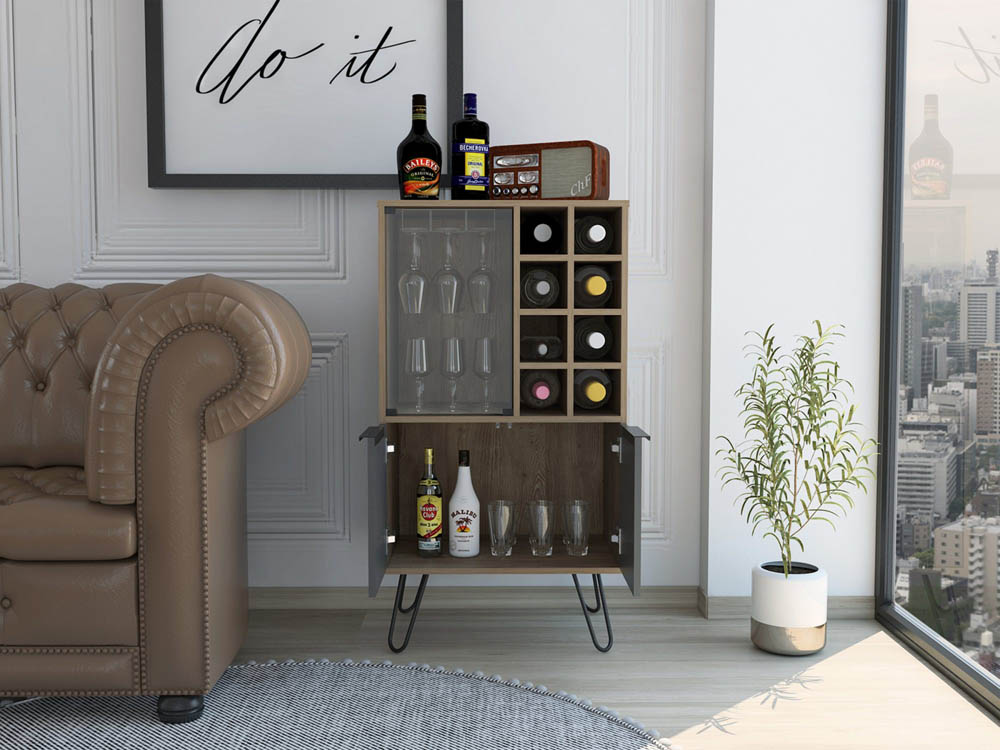 Core Products Core Vegas Bleached Oak and Grey 2 Door Wine Cabinet (Flat Packed)
