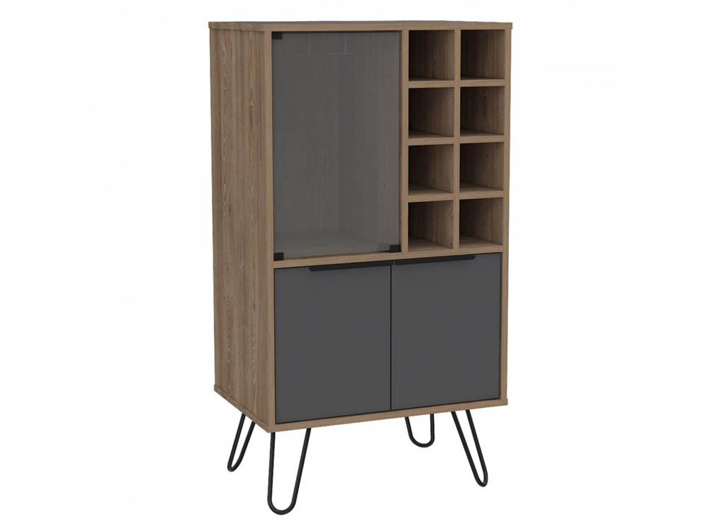Core Products Core Vegas Bleached Oak and Grey 2 Door Wine Cabinet (Flat Packed)