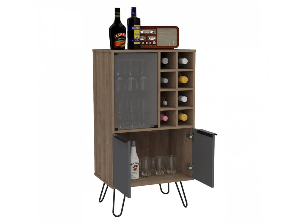 Core Products Core Vegas Oak and Grey 2 Door Wine Cabinet