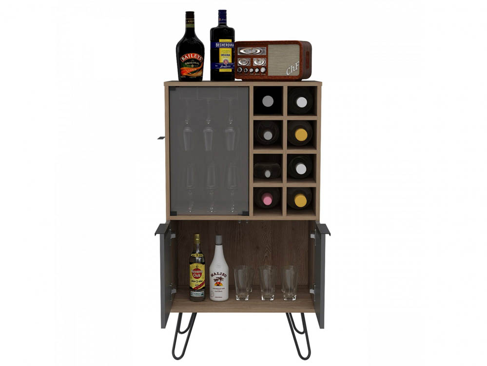 Core Products Core Vegas Bleached Oak and Grey 2 Door Wine Cabinet (Flat Packed)