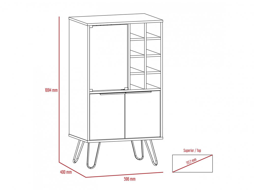 Core Products Core Vegas Bleached Oak and Grey 2 Door Wine Cabinet (Flat Packed)