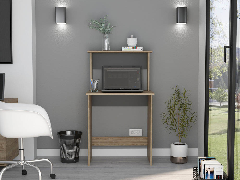 Core Products Core Vegas Bleached Oak and Grey Workstation with Keyboard Shelf (Flat Packed)