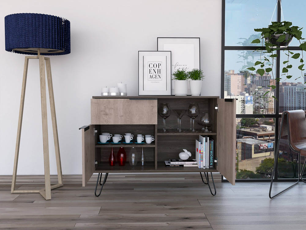Core Products Core Nevada Smoked Oak and Bleached Grey Oak Effect 2 Door 1 Drawer Small Sideboard (Flat Packed)