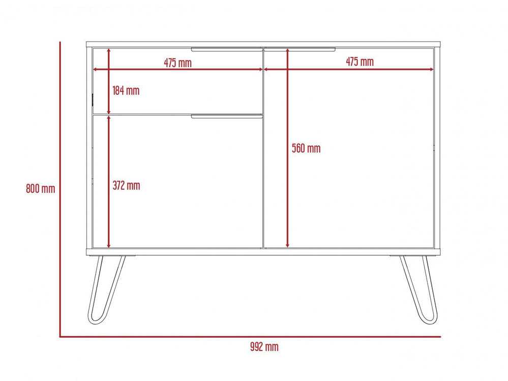 Core Products Core Nevada Smoked Oak and Bleached Grey Oak Effect 2 Door 1 Drawer Small Sideboard (Flat Packed)