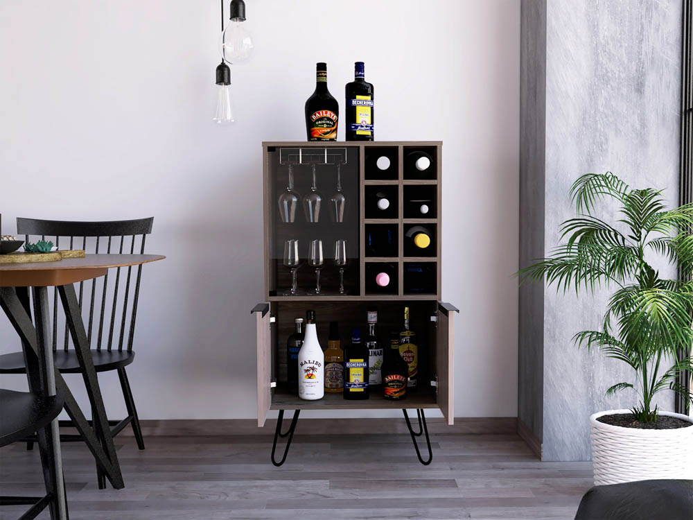 Core Products Core Nevada Smoked Oak and Bleached Grey Oak Effect 2 Door Wine Cabinet (Flat Packed)