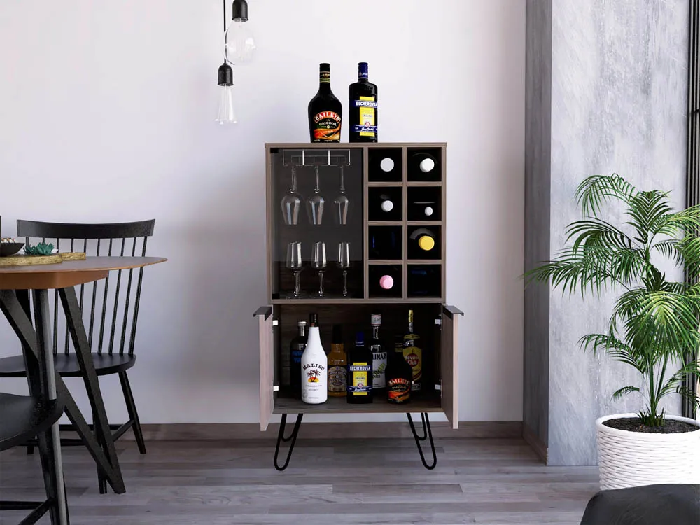 Core Core Nevada Smoked Oak and Grey Oak Effect 2 Door Wine Cabinet