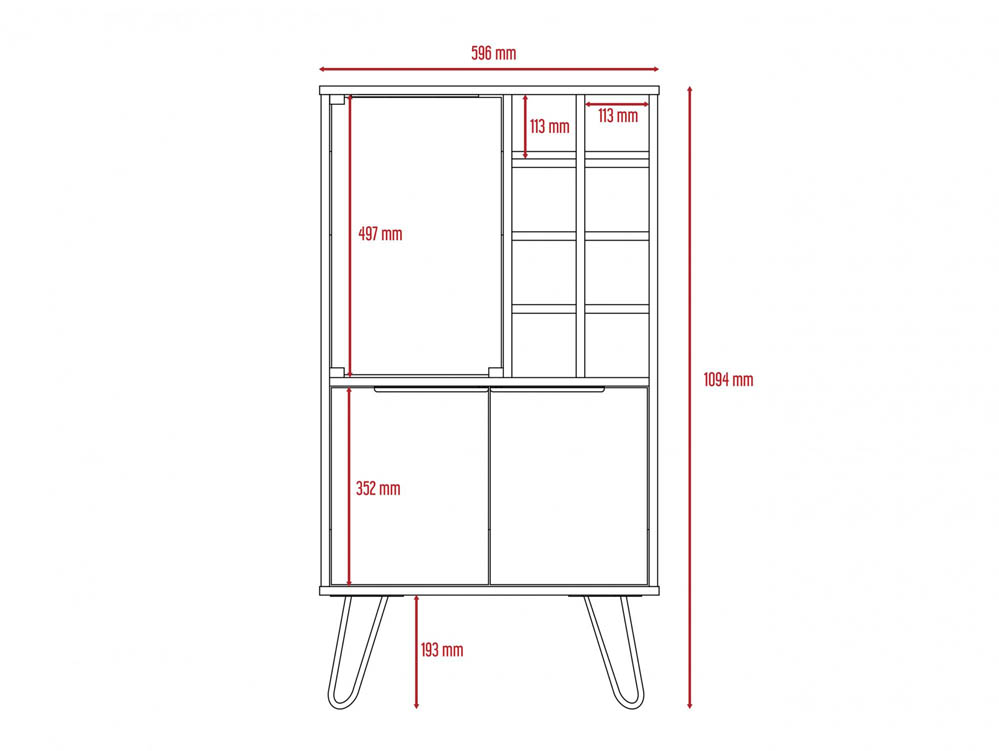 Core Products Core Nevada Smoked Oak and Bleached Grey Oak Effect 2 Door Wine Cabinet (Flat Packed)
