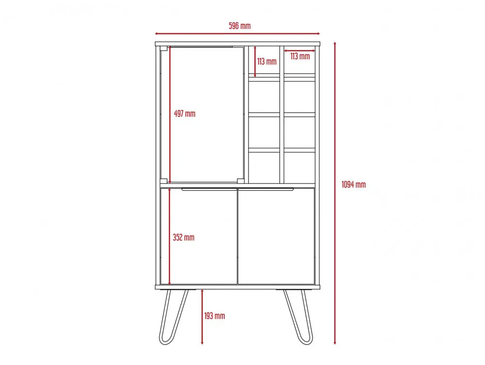 Core Core Nevada Smoked Oak and Grey Oak Effect 2 Door Wine Cabinet