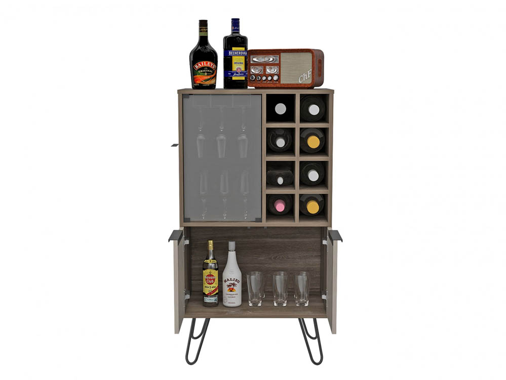Core Products Core Nevada Smoked Oak and Bleached Grey Oak Effect 2 Door Wine Cabinet (Flat Packed)