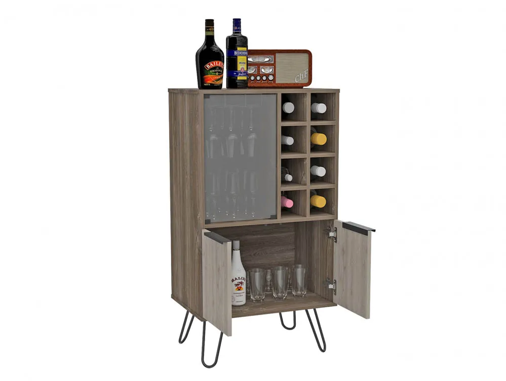 Core Core Nevada Smoked Oak and Grey Oak Effect 2 Door Wine Cabinet