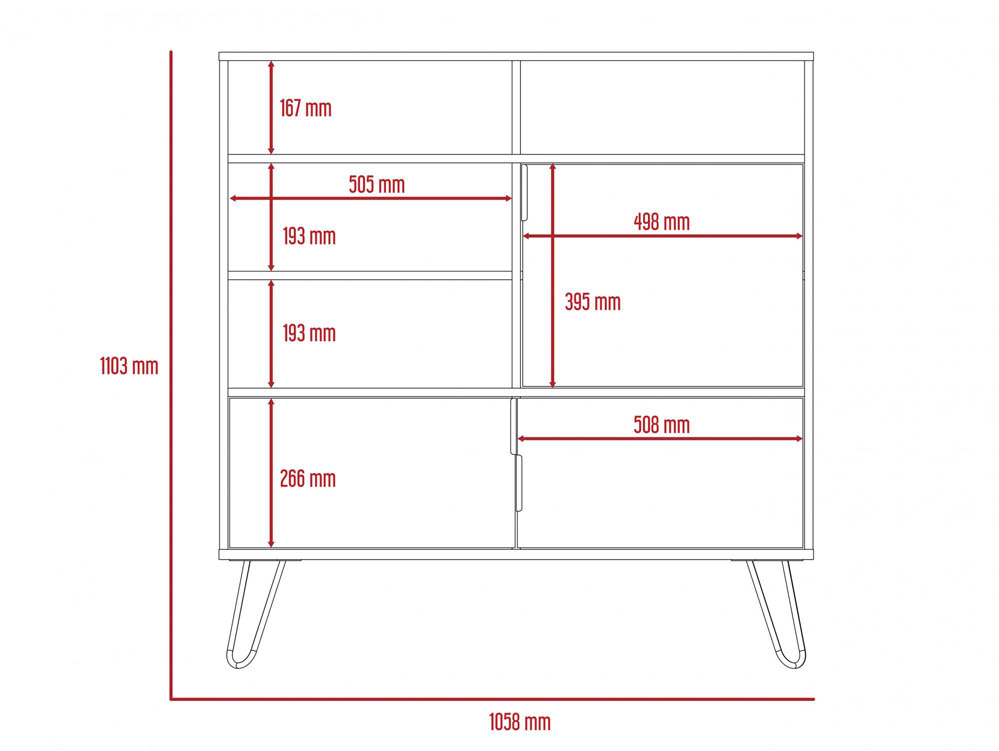 Core Products Core Nevada Smoked Oak and Bleached Grey Oak Effect 3 Door High Sideboard (Flat Packed)