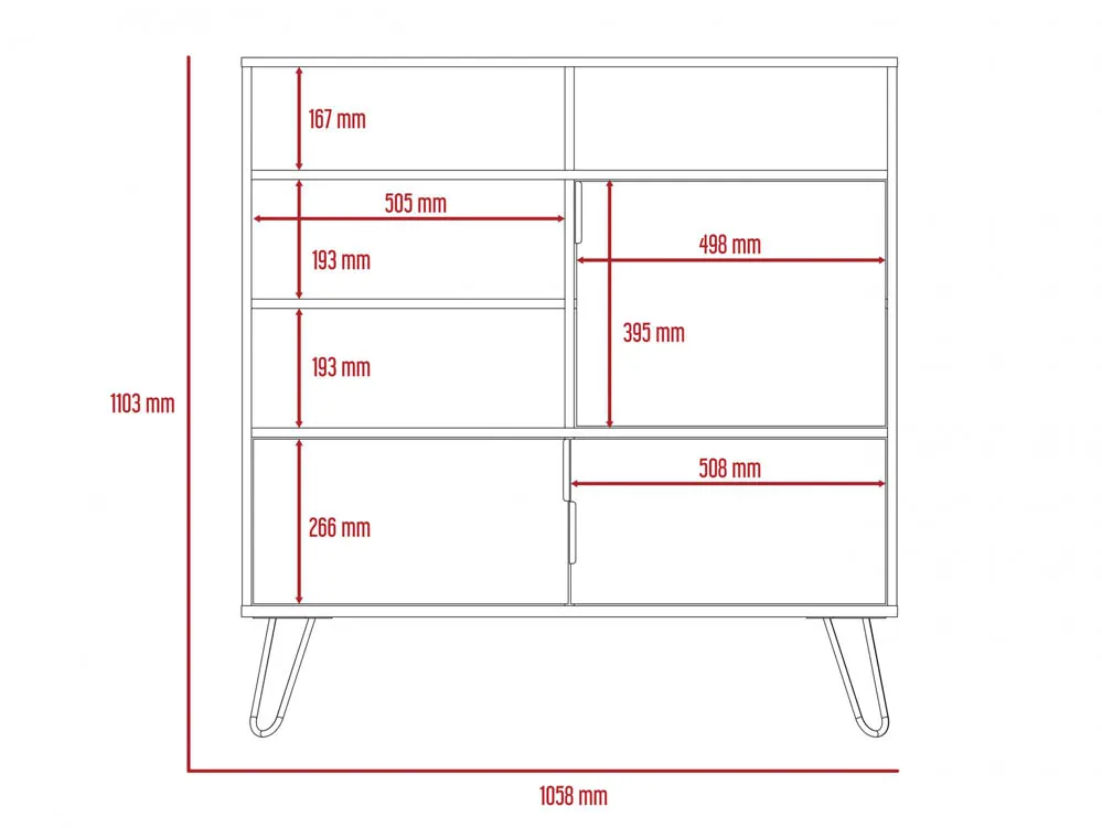 Core Core Nevada Smoked Oak and Grey Oak Effect 3 Door High Sideboard