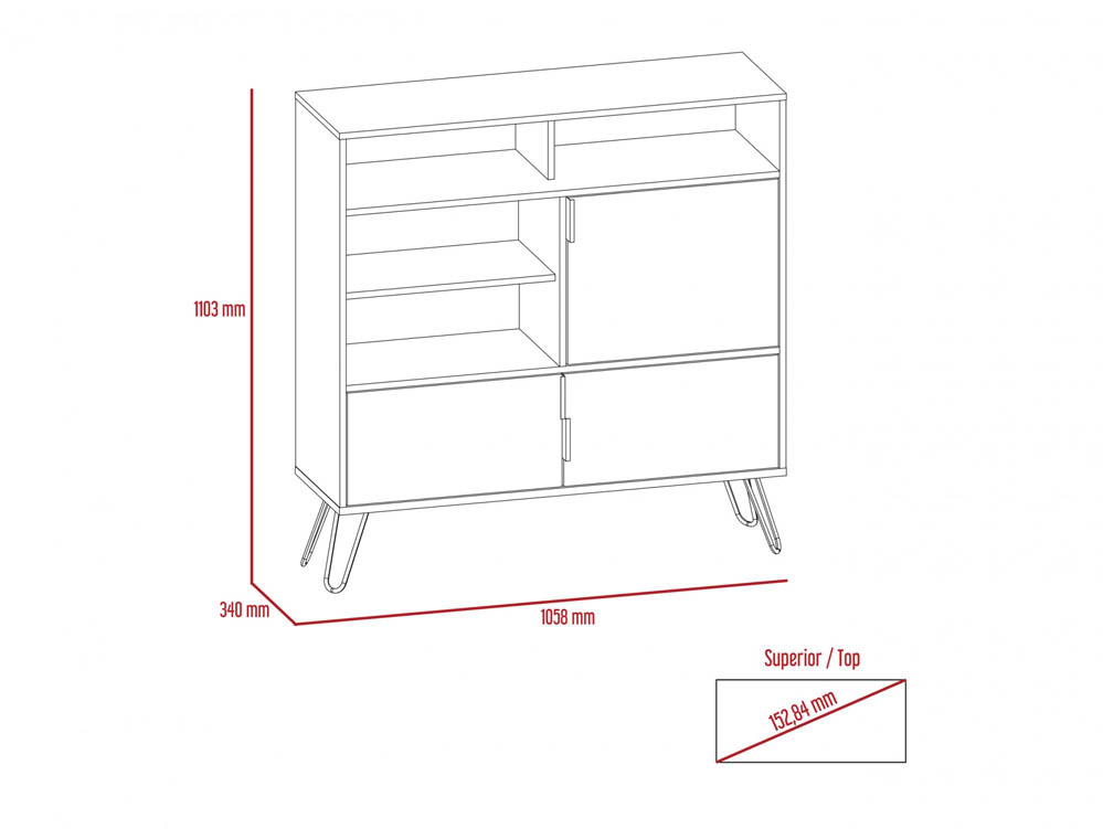 Core Products Core Nevada Smoked Oak and Bleached Grey Oak Effect 3 Door High Sideboard (Flat Packed)