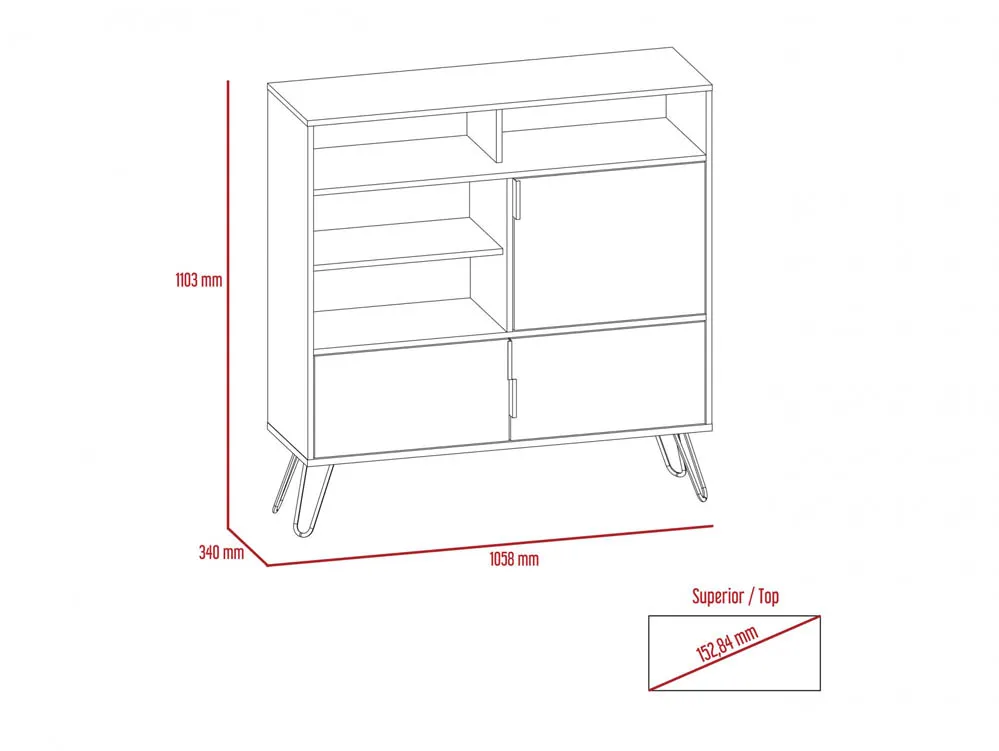 Core Core Nevada Smoked Oak and Grey Oak Effect 3 Door High Sideboard