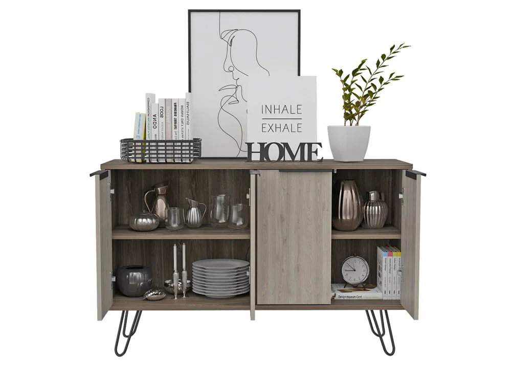 Core Core Nevada Smoked Oak and Grey Oak Effect 4 Door Large Sideboard