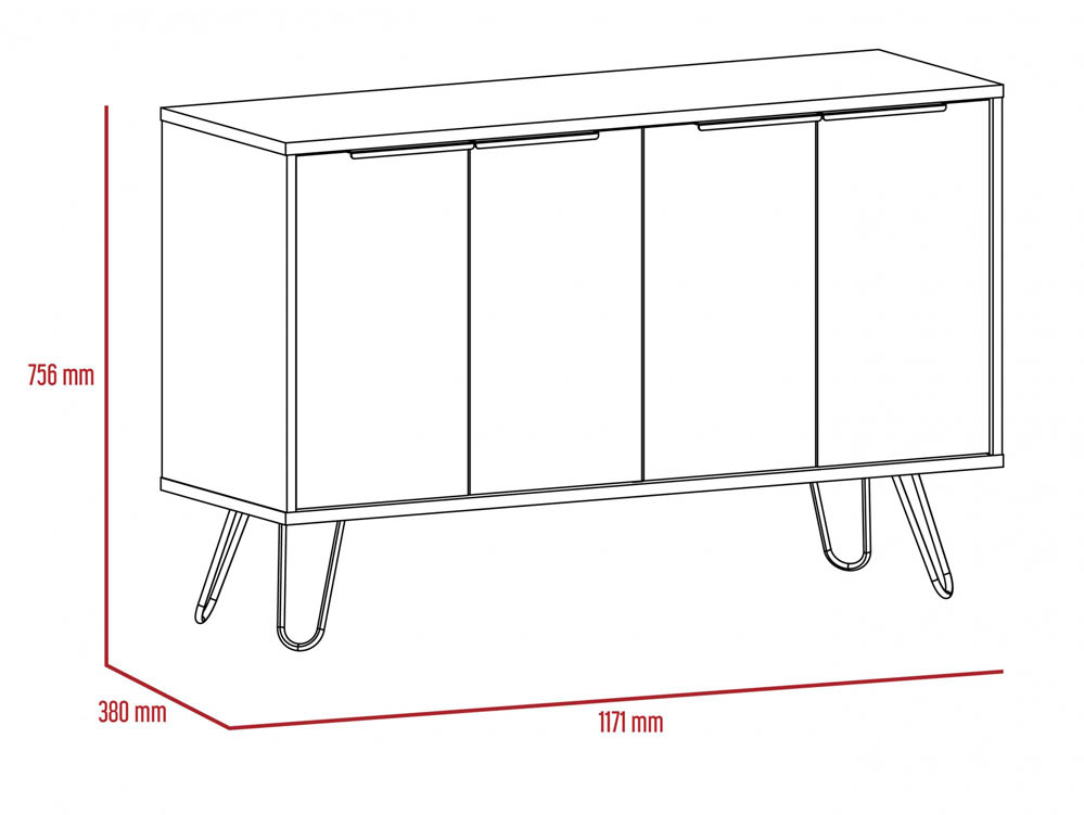 Core Products Core Nevada Smoked Oak and Bleached Grey Oak Effect 4 Door Large Sideboard (Flat Packed)