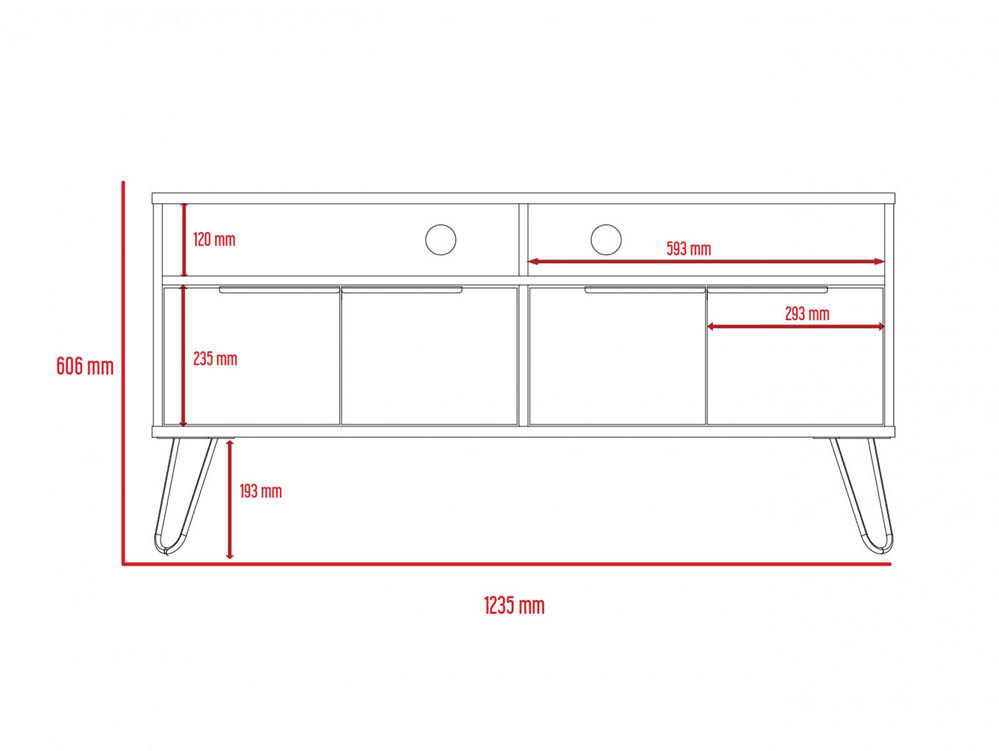 Core Products Core Nevada Smoked Oak and Bleached Grey Oak Effect 4 Door Wide Screen TV Cabinet (Flat Packed)