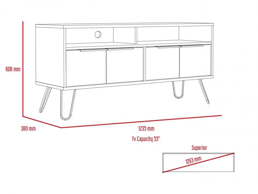 Core Core Nevada Smoked Oak and Bleached Grey 4 Door Wide Screen TV Cabinet