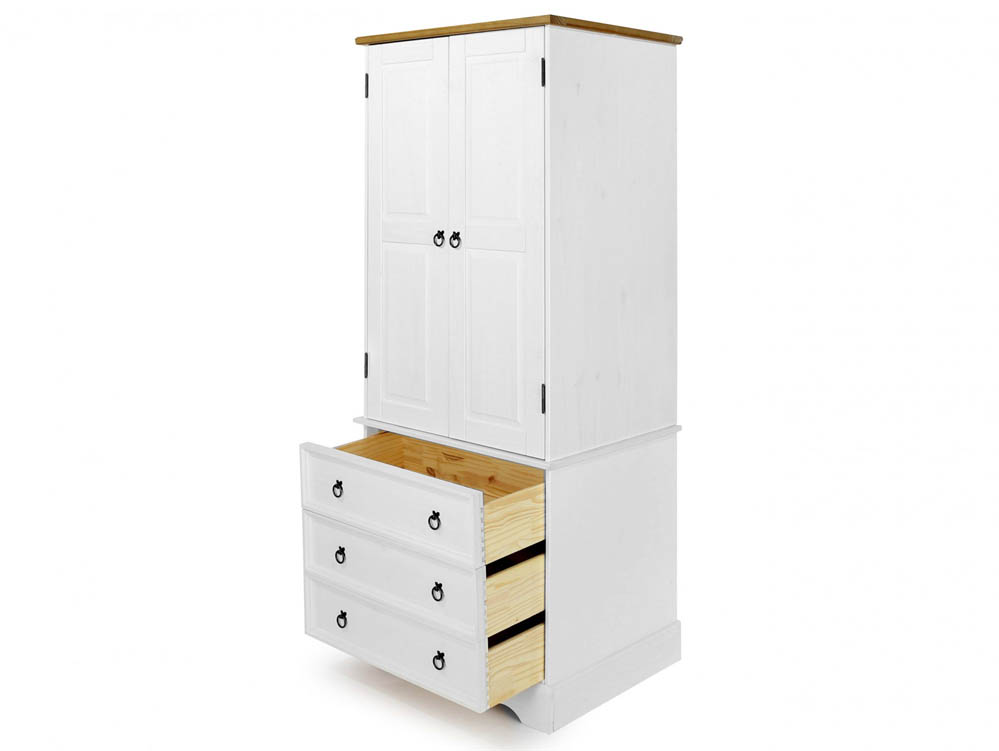 Core Products Core Corona White and Pine 2 Door 3 Drawer Wardrobe (Flat Packed)