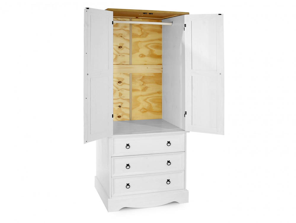 Core Products Core Corona White and Pine 2 Door 3 Drawer Wardrobe (Flat Packed)