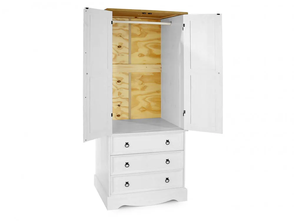 Core Core Corona White and Pine 2 Door 3 Drawer Wardrobe
