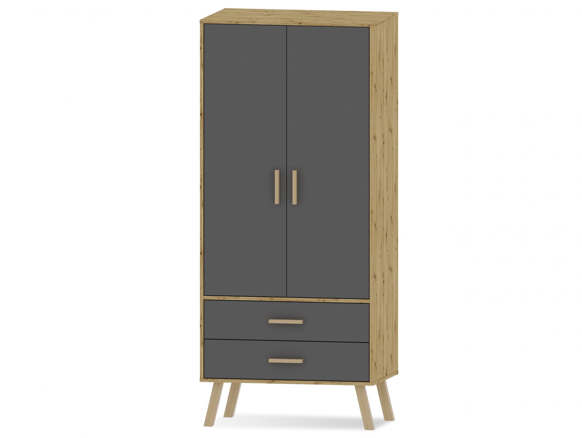 Harmony Harmony Austin Grey and Oak 2 Door 2 Drawer Double Wardrobe (Flat Packed)